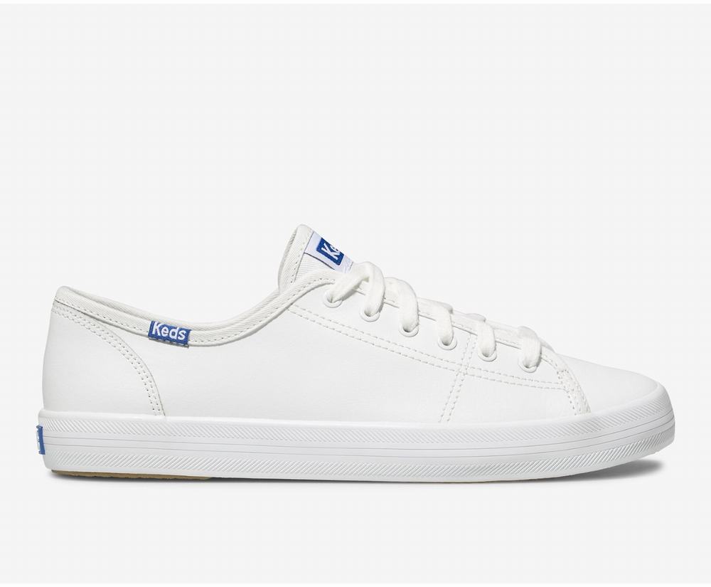 Women's Keds Kickstart Leather Sneakers White/Blue 9851360LD - South Africa